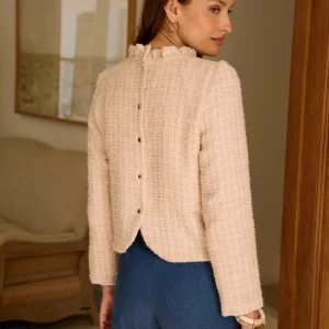 Top Odyssée tweed rose pâle