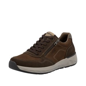 Chaussure homme Cuir Lacet + fermeture éclair Semelle épaisse Grande largeur RIEKER 11500 coloris marron