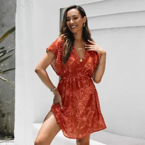 Robe de Plage Femme à Encolure Plongeante