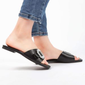 Reya – Sandales plates en Noir