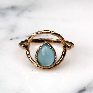 Bague Freya – Plaqué or et agate bleue