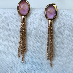 Boucles d&rsquo;oreilles pendantes Kuta – Plaqué or et quartz rose