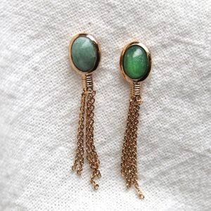 Boucles d&rsquo;oreilles pendantes Kuta – Plaqué or et aventurine