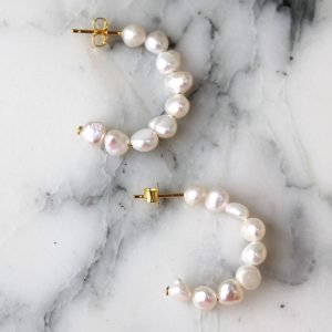 Créoles Aela – Plaqué or et perles