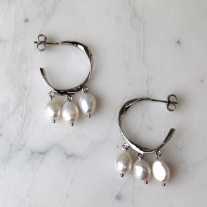 Créoles Maïna – Argent massif et perles
