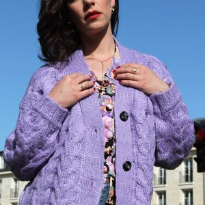Gilet Eugénie en maille lilas