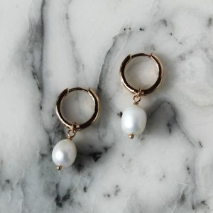 Mini créoles Ligie – Plaqué or et perle