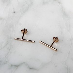 Puces d&rsquo;oreilles barre minimaliste en plaqué or