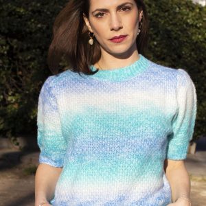 Top Sanaé en maille tie and dye bleu