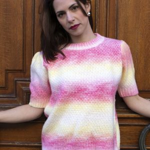 Top Sanaé en maille tie and dye rose