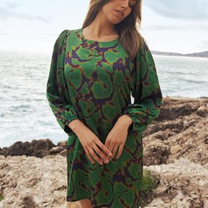 Robe Courte Alfy Kaki Rétro