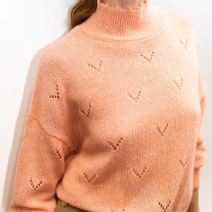 Pull col cheminée rose - Cortina