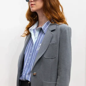 Blazer gris doublure rayée - Yves