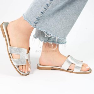 IRENE – Sandales Plates en Argenté
