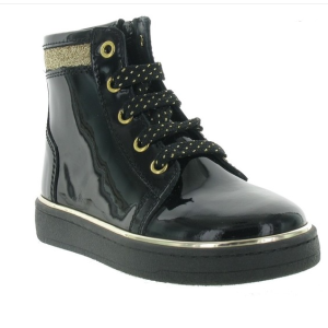 Bottine cuir vernis noir galon doré chaussant évolutif fillette BELLAMY
