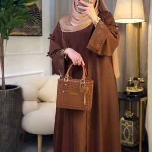 Abaya Deux Pièces Élégante avec Broderies