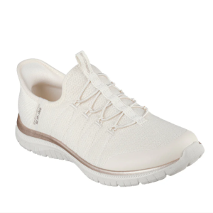 Tennis femme Très légère Sans lacet Sans couture Chausse pied intégré SKECHERS Coloris beige / doré irisé