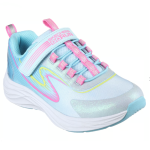 Baskets fille Velcro Lacet élastiqué Semelle à mémoire de forme Lavable en machine SKECHERS 303920 coloris bleu multi / rose / glitter
