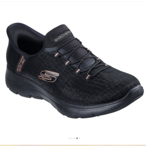 Tennis femme Lacet élastique Textile épais Talon compensé Lavable en machine SKECHERS Summits Coloris noir