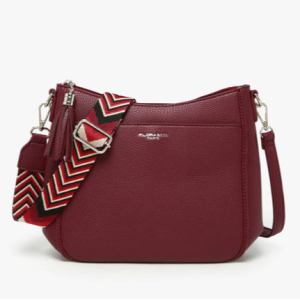 Sac à main rectangulaire femme Multi poches Simili cuir souple Deux bandoulières interchangeables FLORA&CO PARIS Coloris Bordeaux