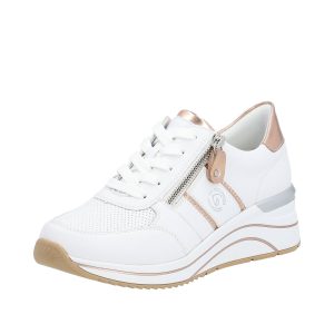 Chaussures cuir femme Talon Compensé Semelle intérieure soutien plantaire REMONTE D0T04-80 coloris blanc