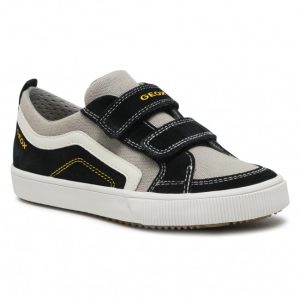 Tennis à velcros garçon doublé textile semelle intérieure cuir coloris gris / blanc GEOX ALONISSO B