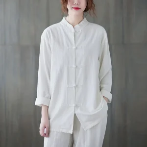 Chemise Casual Femme en Coton et Lin