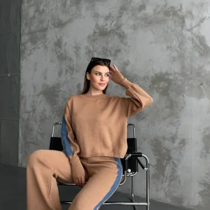 Ensemble en Maille avec Détail Effet Jean