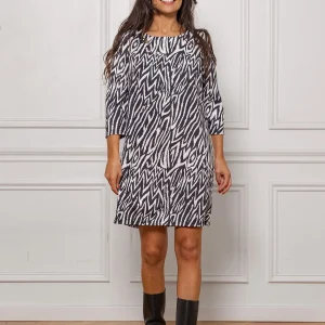 Robe courte Alfy Blanche Zébrée