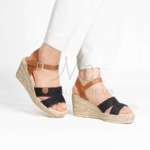 Rebecca – Sandales compensées en Noir