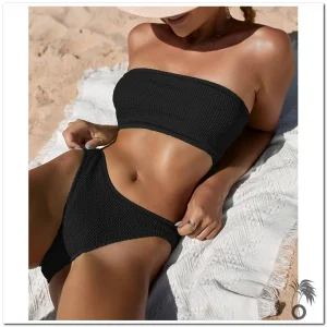 Bikini bandeau texturé
