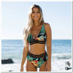 Bikini taille haute fleuri