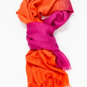 Écharpe en Cashmere Ultra Light Nuvola - Orange & Fuchsia
