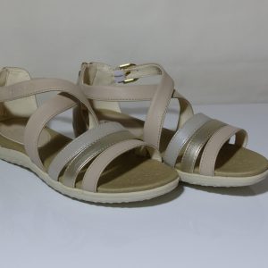 Sandale plate femme à brides arrière fermé par zip fermeture par boucle cheville GEOX D VEGA