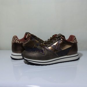 Tennis femme Lacet Dessus effet strass Basket dame Semelle blanc cassé VICTORIA Coloris bronze multi