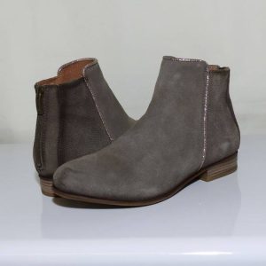 Bottines femme talon plat doublure cuir fermeture éclair à l&rsquo;arrière L&rsquo;IMPERTINENTE gris beige