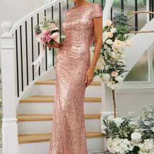 Robe cérémonie rose à paillettes