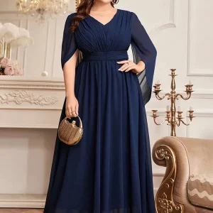Robe demoiselle d'honneur grande taille bleu marine
