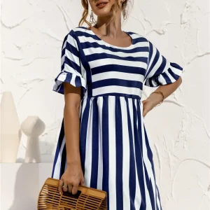 Robe rayée bleu blanc