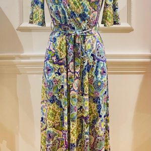 Robe Longue Rosas Cachemire Psycho Bleu & Vert