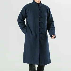 Manteau Chinois Homme en Laine Épaisse - Hanfu Moderne