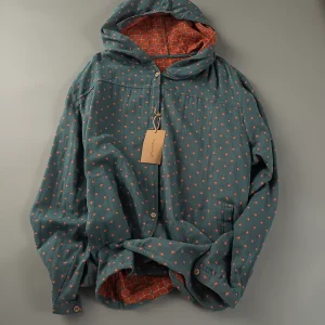 Chemise carreaux capuche femme coton - Blouse oversize classique automne printemps.