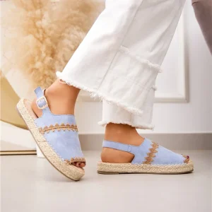 Senda – Espadrilles à bout ouvert en Bleu Ciel
