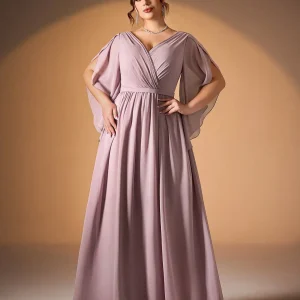 Robe demoiselle d'honneur grande taille rose poudré