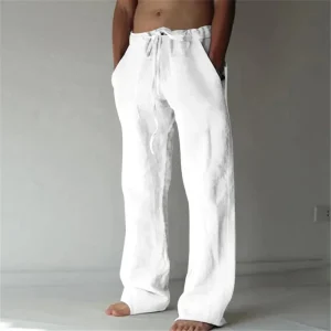 "Santal Clair" Pantalon Homme en Lin et Coton
