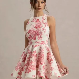 Robe patineuse fleurie courte