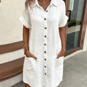 Robe Femme en Coton et Lin Trois Quarts