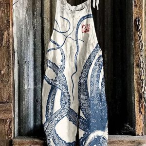 "Santal Douce Brise" Combinaison Femme Japonaise Imprimé Moderne