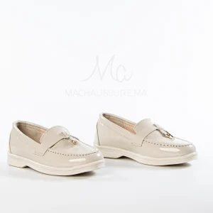 Opaline – Mocassins Fille en Vernis Beige