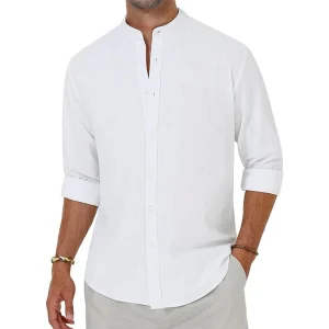 Chemise Lin Coton Homme – Manches Longues, Élégante